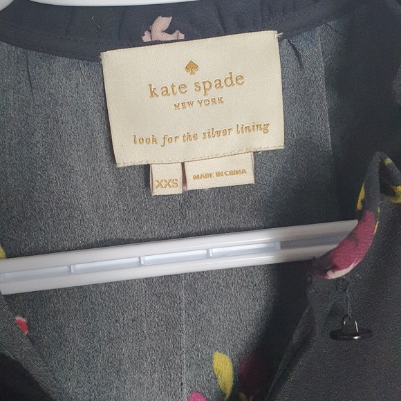 Kate Spade In Bloom Smocked Waist Black Floral Knee Length Dress Womens Size XXS - Picture 3 of 12